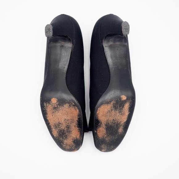 Vintage Women's Peau de Soie Black Pumps with Rhinestones by Mijji US 7 AAA - Picture 10 of 10